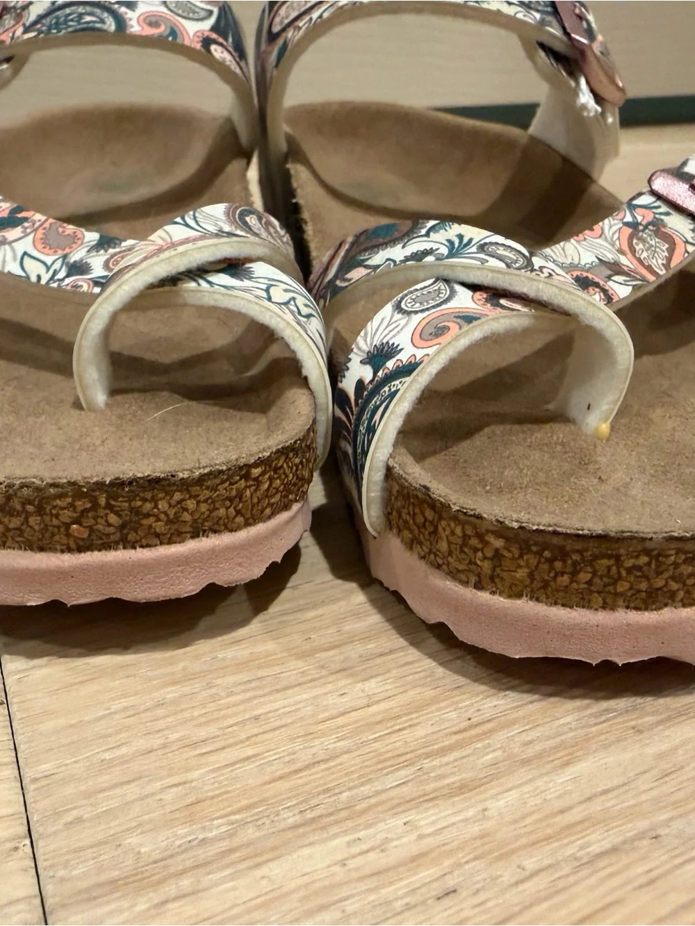 Birkenstock Kids Paisley-Print Sandals in Pink and Teal